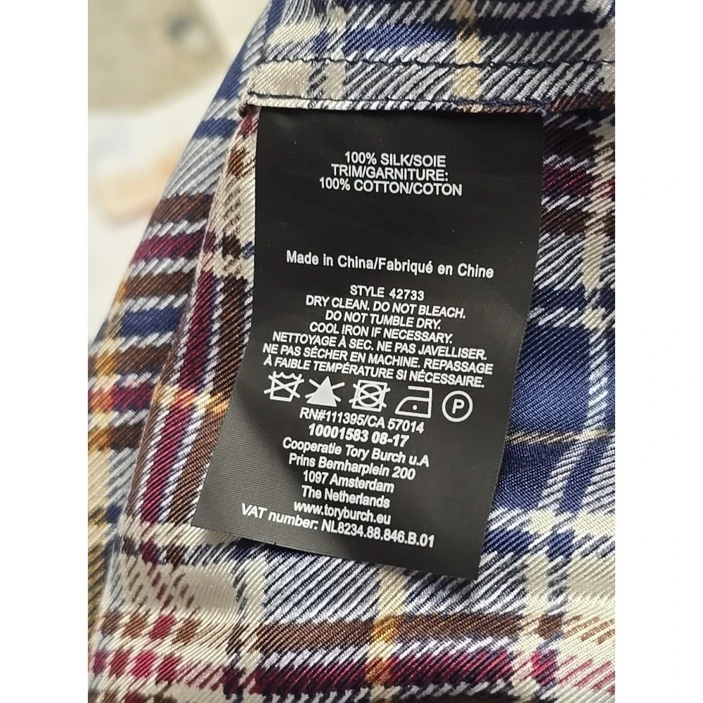 Tory Burch‎ Cora Milano Tartan Plaid Silk Shirt Dress Sz 12 NWT $448